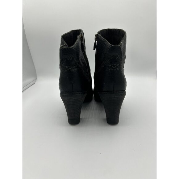 Timberland Black Leather Heeled Ankle Motorcycle Riding Dress Boots Size 6 - Picture 3 of 9